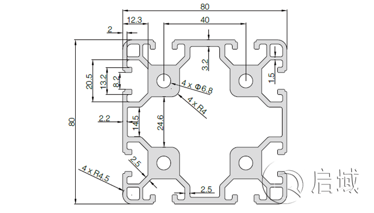 QY-8-8080A鋁型材圖紙